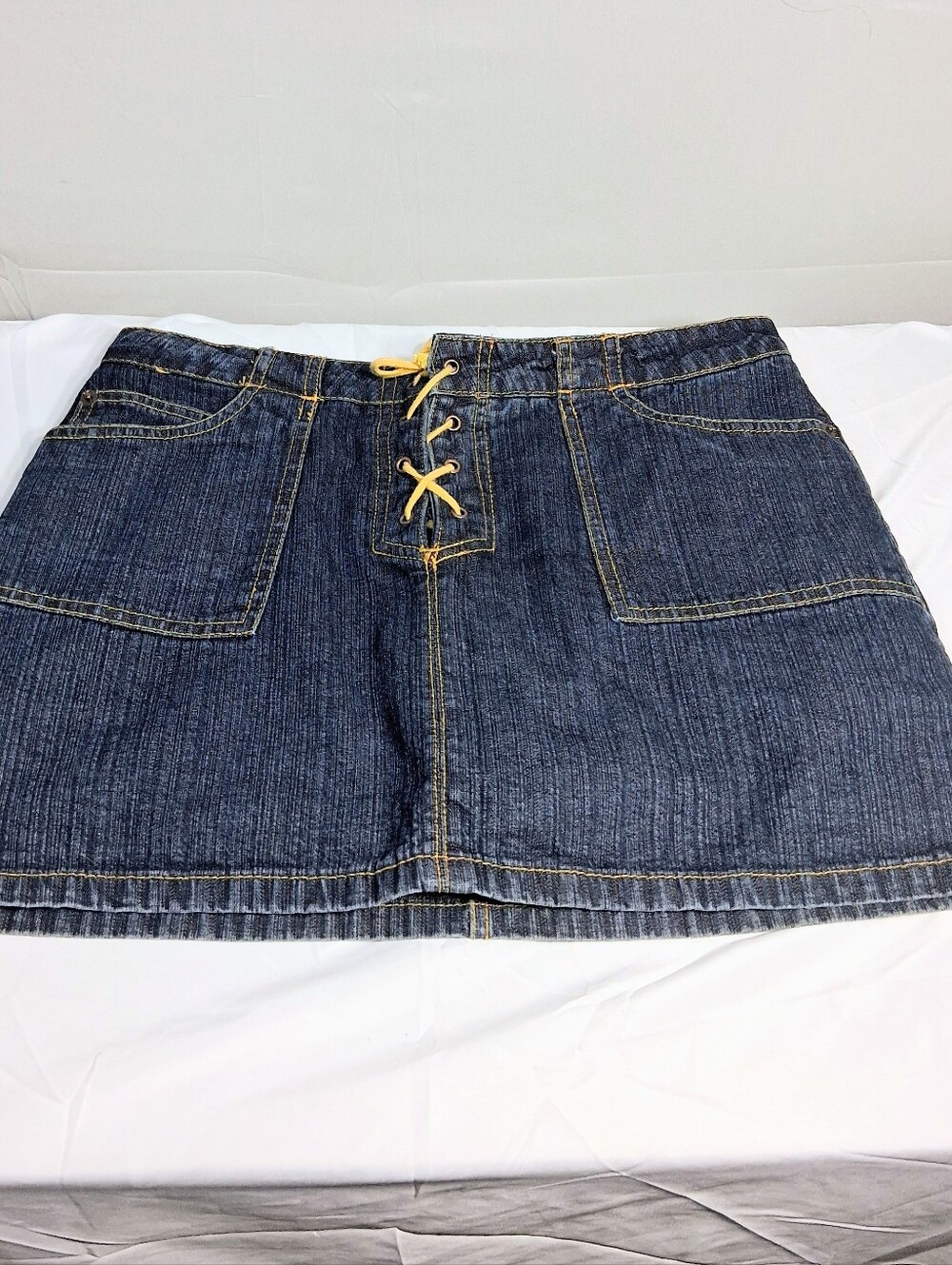 Jordache Kids Vintage Y2k Grunge  Lace-up Lo-Rise Denim Size 11-12 Mini Skorts